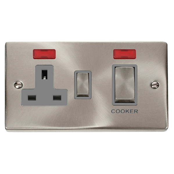 Click Scolmore Deco Ingot 45A Cooker Switch Unit with 13A 2 Pole Neon Switched Socket - VPSC505GY, Image 1 of 1