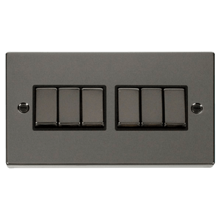 Click Scolmore Deco 10A 6 Gang 2 Way Rocker Switch - VPBN416BK