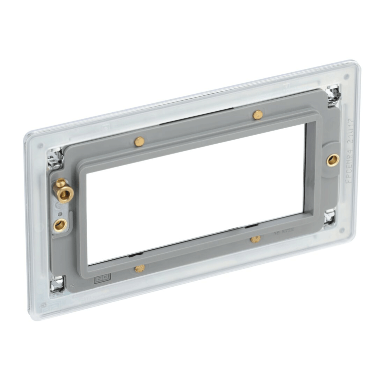 BG Nexus Flatplate Screwless Polished Chrome Quad Euro Module Double Plate - FPCEMR4, Image 3 of 3