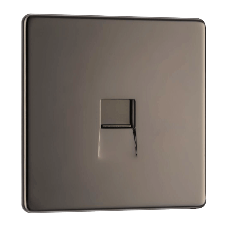 BG Screwless Flatplate Black Nickel Single Master Telephone Socket - FBNBTM1, Image 1 of 3