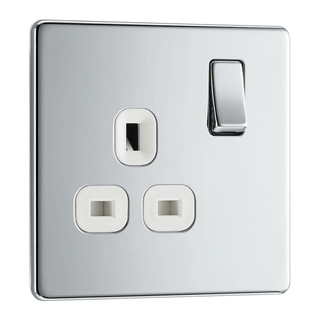 BG Flat Plate Polished Chrome 13A 1G Wh Ins, Skt - FPC21W