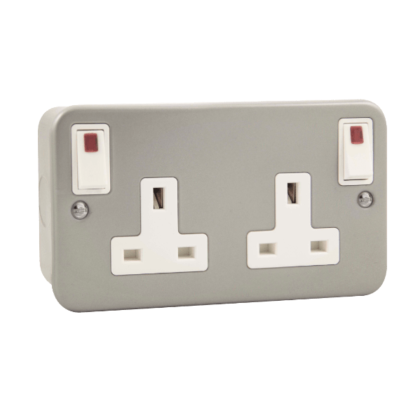 Click Scolmore Essentials 2 Gang 13A Double Pole Plug Socket With Neon - CL840, Image 1 of 1