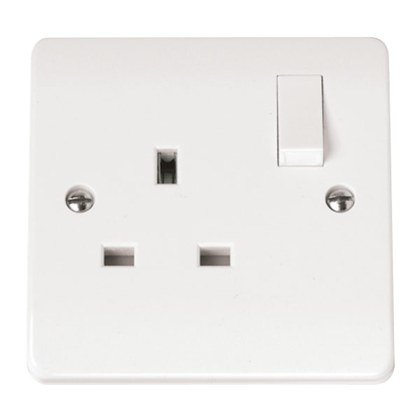 Click Scolmore Mode 13A 1 Gang Double Pole Plug Socket Polar White - CMA635, Image 1 of 1