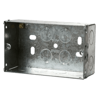Click Scolmore Essentials 2 Gang 47MM K/O Galvanised Metal Back Box - WA098