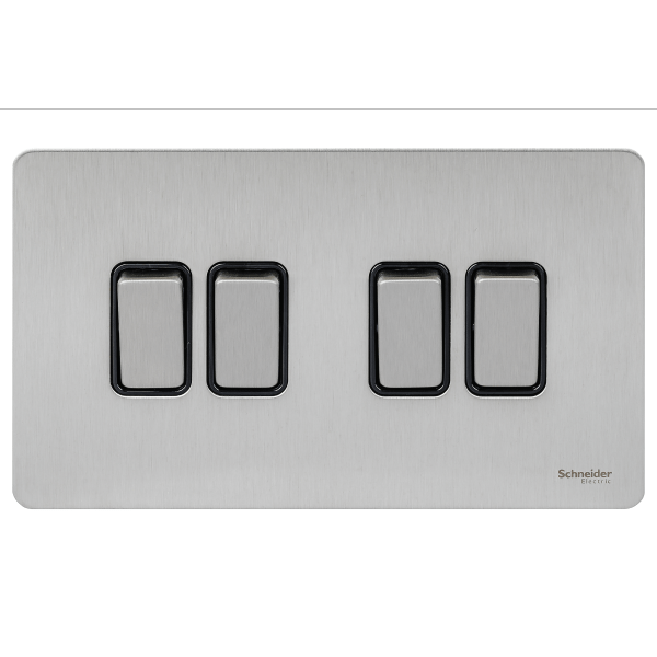 Schneider USFP 16AX 4G 2W Switched Black Insert - Stainless Steel - GU1442BSS, Image 1 of 1
