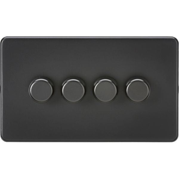 Knightsbridge Screwless 4G 2-way 10-200W (5-150W LED) trailing edge dimmer - Matt Black - SF2184MBB, Image 1 of 1