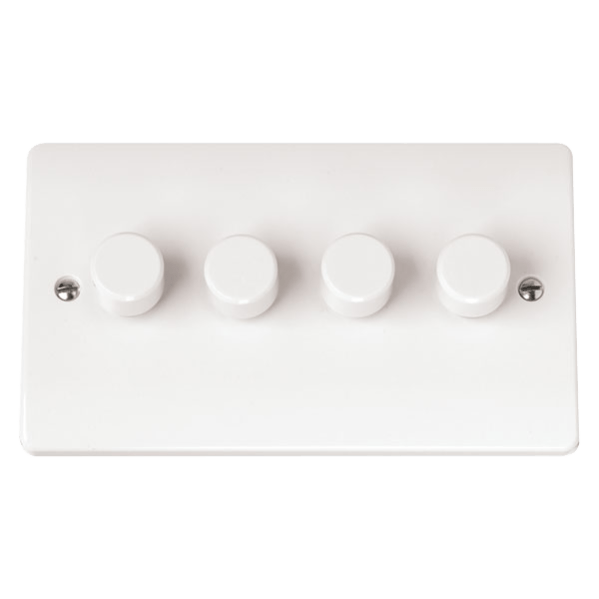 Click Scolmore Mode 13A 4 Gang 2 Way Dimmer Switches Polar White - CMA148, Image 1 of 1