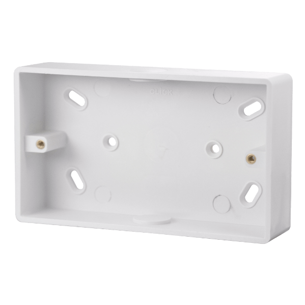 Click Scolmore Mode 2 Gang 29mm PVC Pattress Box Polar White - CMA245, Image 1 of 1