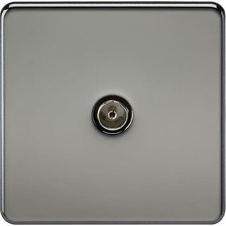 Knightsbridge Screwless 1G TV Outlet (Non-Isolated) - Black Nickel - SF0100BN