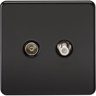 Knightsbridge Screwless TV & SAT TV Outlet (Isolated) - Matt Black - SF0140MB