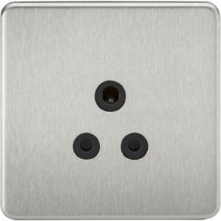 Knightsbridge Screwless 5A Unswitched Socket - Brushed Chrome with Black Insert - SF5ABC