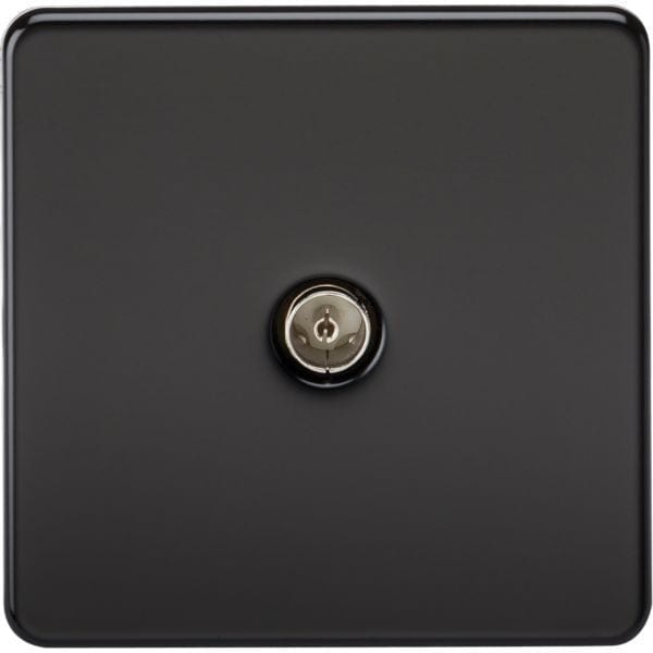 Knightsbridge Screwless 1G TV Outlet (Non-Isolated) - Matt Black - SF0100MB, Image 1 of 1