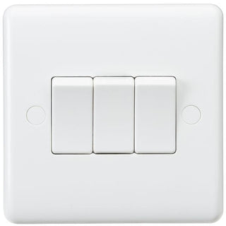 Knightsbridge Curved Edge 10AX 3G 2-Way Switch - White - CU4000