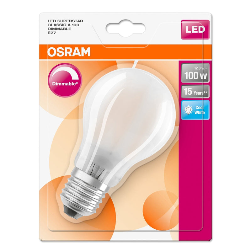 Osram LED Superstar 12W Dimmable Frosted GLS E27 - Cool White 320°  - (289093-434707), Image 3 of 3