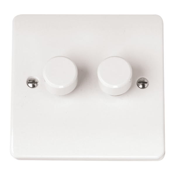 Click Scolmore Mode 2 Gang 2 Way Dimmer Switches Polar White - CMA146, Image 1 of 1