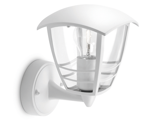 Philips Creek 60W E27 (UP) Wall Lantern IP44 Dimmable White - 915002789602, Image 1 of 1