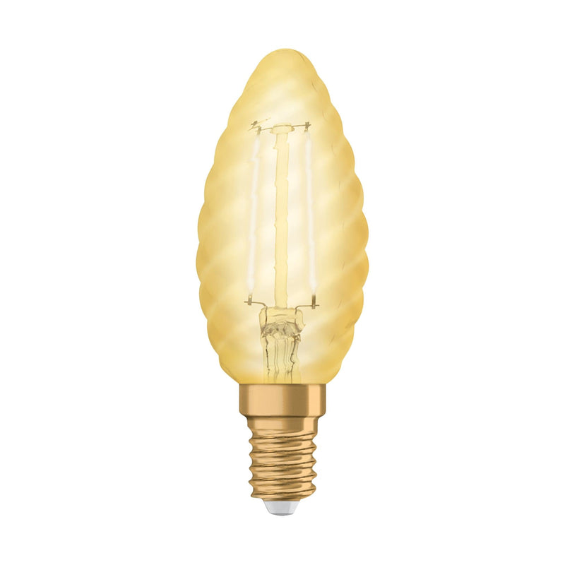Osram 1.4W Vintage Gold LED Twisted Candle Bulb E14/SES Very Warm White - 293243, Image 3 of 4