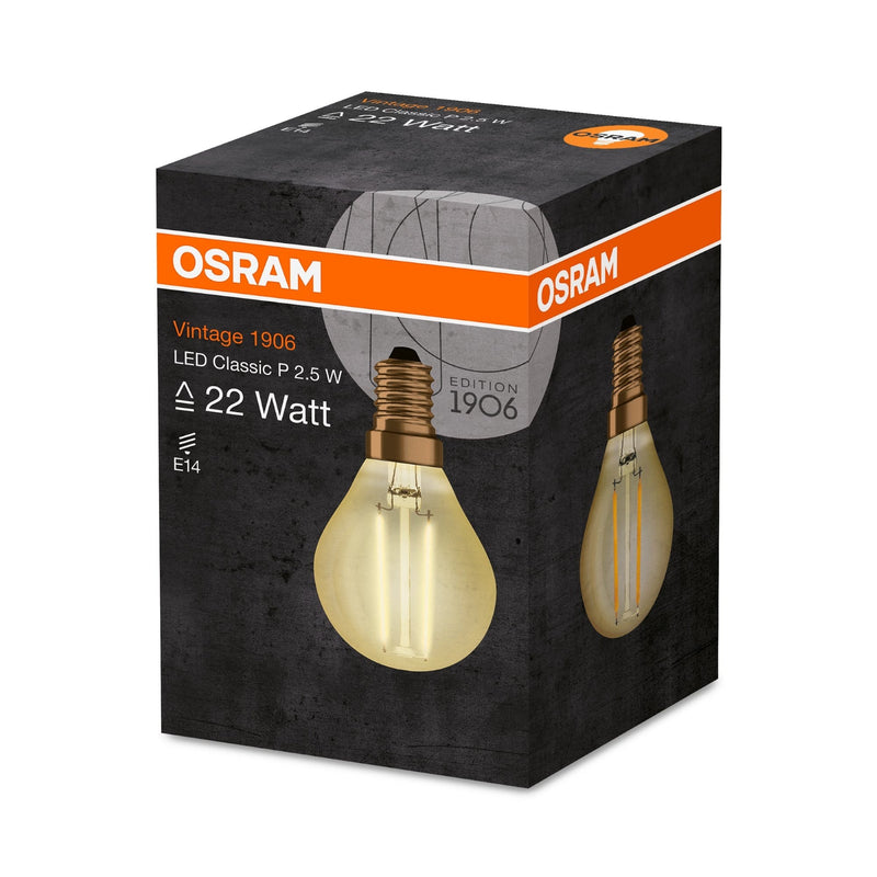 Osram 2.5W Vintage Gold LED Ball Bulb E14/SES Very Warm White - 290815