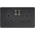 Knightsbridge Screwless 2 Gang Double Socket, Matt Black with Black Inserts - SFR9000MBB