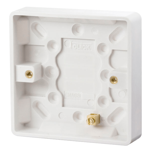 Click Scolmore Mode 1 Gang 16mm Pattress Box Polar White - CMA080, Image 1 of 1