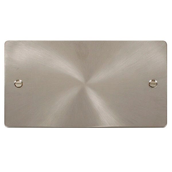 Click Scolmore Define Brushed Steel 2 Gang Blank Plate  - FPBS061