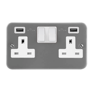 Click Scolmore Essentials 2 Gang Plug Socket With USB 4.2A - CL780