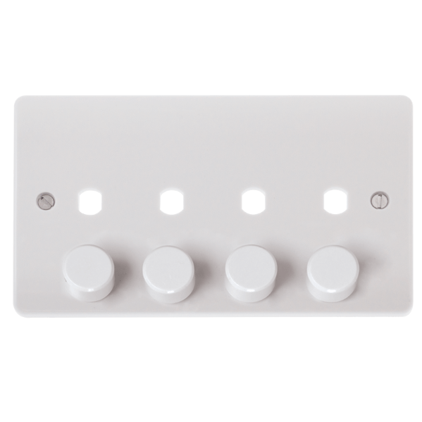 Click Scolmore MiniGrid Mode 4 Gang Double Dimmer Plate & Knobs White - CMA148PL, Image 1 of 1