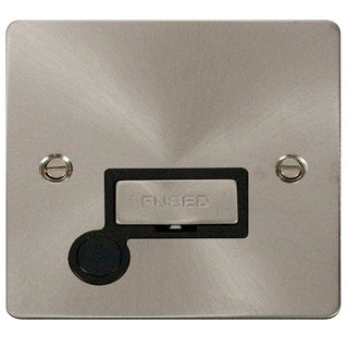 Click Scolmore Define Brushed Steel 1 Gang Fused Connection Unit 13A With Black Ingot - FPBS550BK