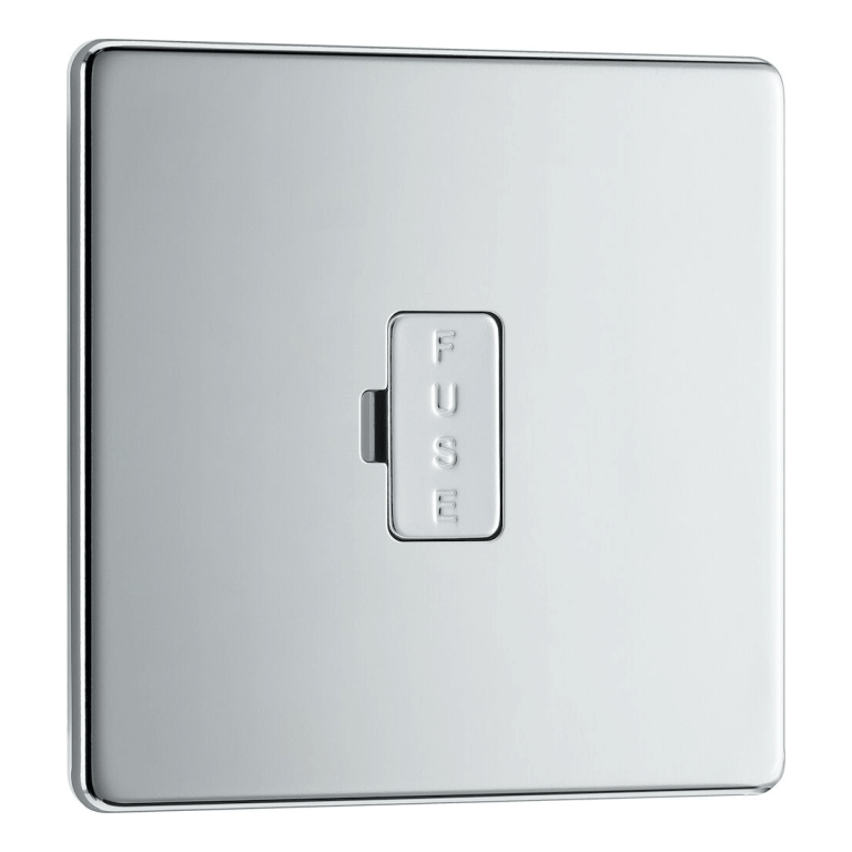 BG Screwless Flatplate Polished Chrome Unswitched 13A Fused Connection Unit - FPC54, Image 1 of 3