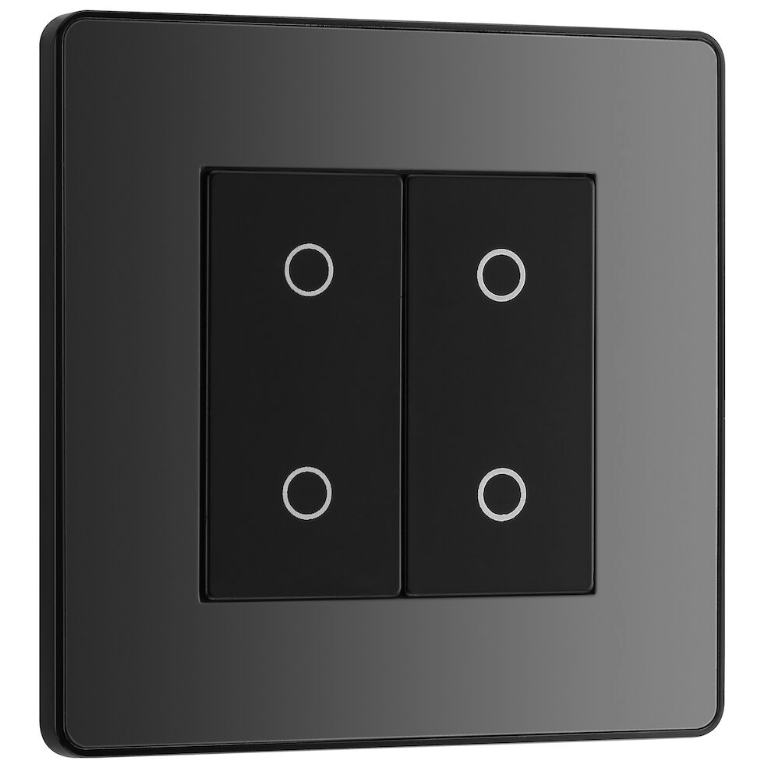BG Evolve Black Chrome 200W Double Touch Dimmer Switch 2Way Master