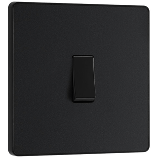 BG Evolve Matt Black Single Light Switch 20A 16AX 2 Way - PCDMB12B