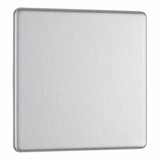 BG Screwless Flatplate Brushed Steel Single Blank Plate - FBS94