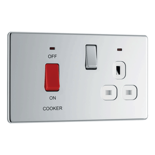 BG Flat Plate Polished Chrome Wh 45A + 13A Skt + Ind - FPC70W