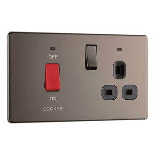 BG Flat Plate Black Nickel 45A + 13A Skt + Ind - FBN70B