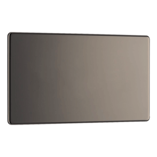 BG Screwless Flatplate Black Nickel Double Blank Plate - FBN95
