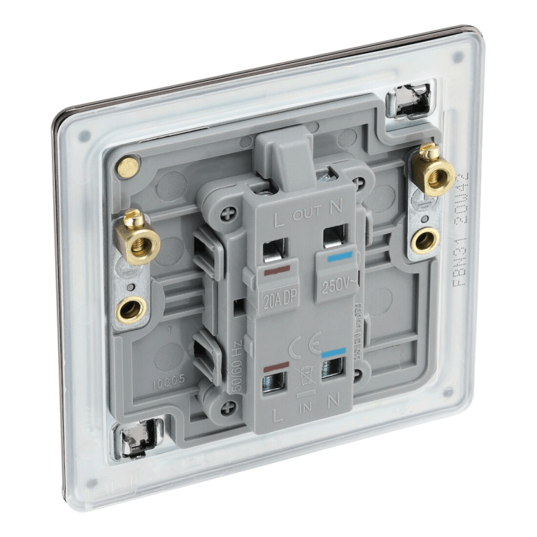 BG Screwless Flatplate Black Nickel Single Switch, 20A With Power Indicator - FBN31, Image 3 of 3