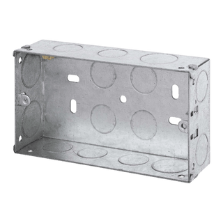 Click Scolmore Essentials 2 Gang 35MM K/O Galvanised Metal Back Box - WA096