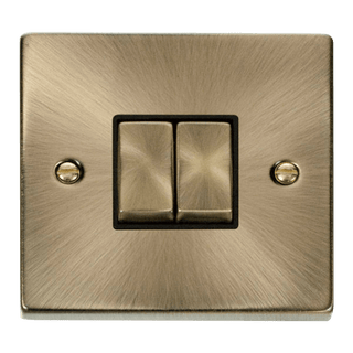 Click Scolmore Deco Ingot 2 Gang 10AX 2 Way Plate Switch - VPAB412BK