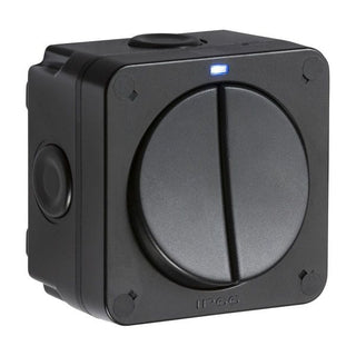 Knightsbridge IP66 20AX 2G SP 2-way switch- Black - OP3