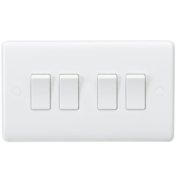 Knightsbridge Curved Edge 10AX 4G 2-Way Switch - White - CU4100, Image 1 of 1