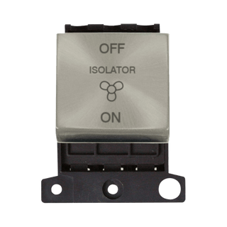 Click Scolmore MiniGrid 10A 3 Pole Fan Switch Module Satin Chrome - MD020SC