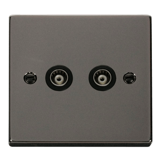 Click Scolmore Deco 2 Gang Isolated Co-Axial Socket - VPBN159BK