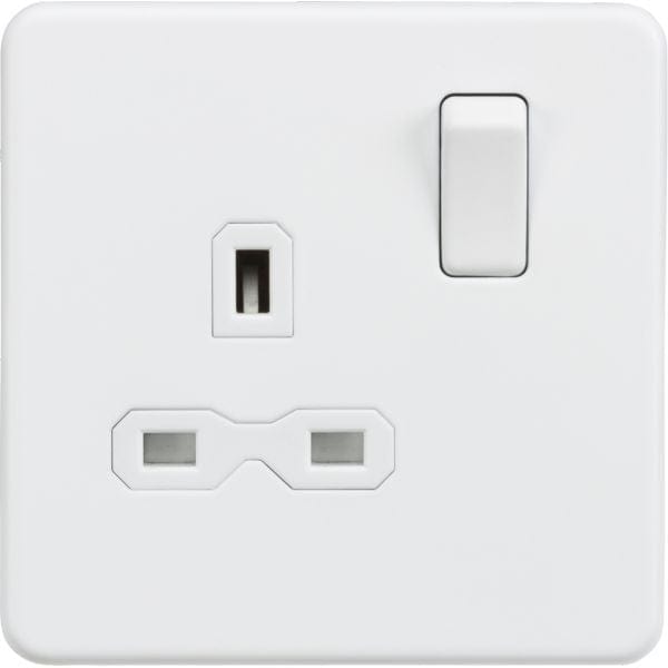Knightsbridge Screwless 13A 1G DP switched socket - Matt white with white insert - SFR7000MW, Image 1 of 1