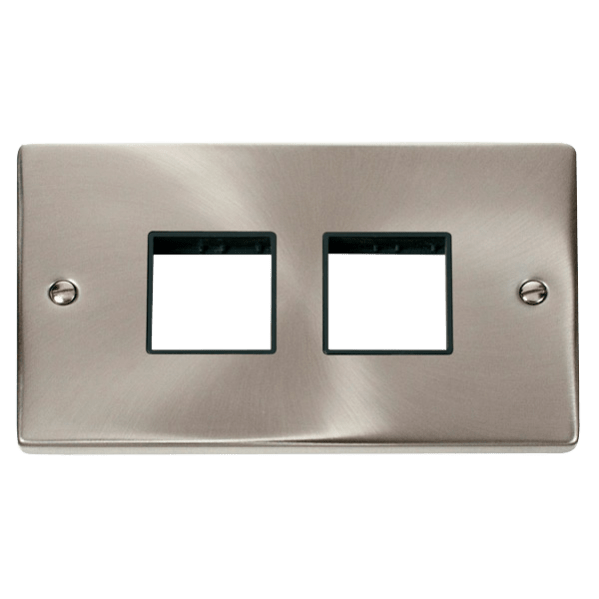 Click Scolmore MiniGrid 2 Gang Plate (2+2) Aperture Satin Chrome - VPSC404BK, Image 1 of 1