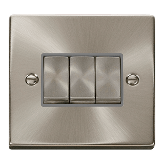 Click Scolmore Deco Ingot 3 Gang 10AX 2 Way Plate Switch - VPSC413GY