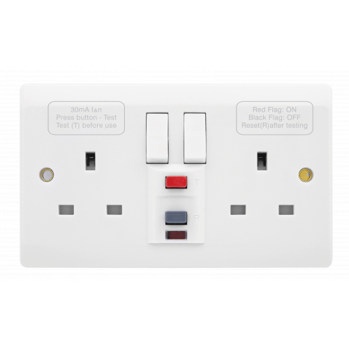Click Scolmore Essentials 13A 2 Gang Double-Pole Plug Socket Passive RCD - WARCDP036, Image 1 of 1