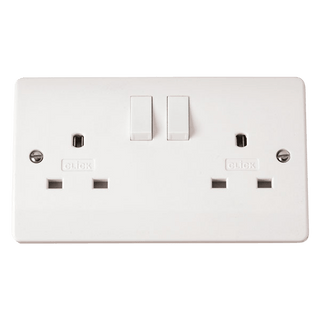 Click Scolmore Mode 13A 2 Gang Non Standard Plug Socket White - CMA936