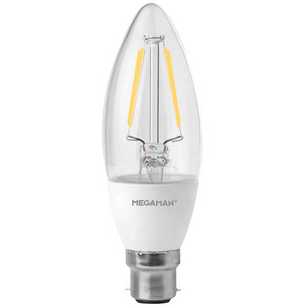Megaman 3.2W LED BC B22 Filament Candle Warm White Dimmable - 143764, Image 1 of 1