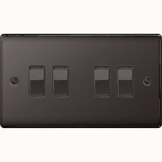 BG Nexus Metal Black Nickel Quadruple Switch, 10Ax 2 Way - NBN44