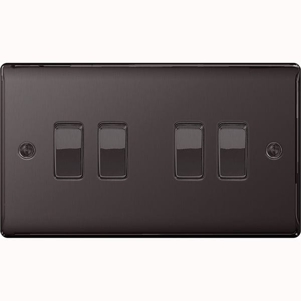 BG Nexus Metal Black Nickel Quadruple Switch, 10Ax 2 Way - NBN44, Image 1 of 1